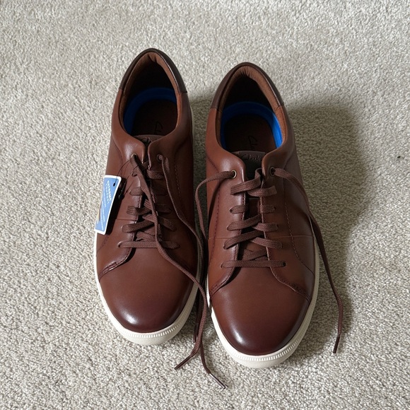 Clarks Men's Brown Leather Sneakers Brodin Lace 12 M - Picture 1 of 4